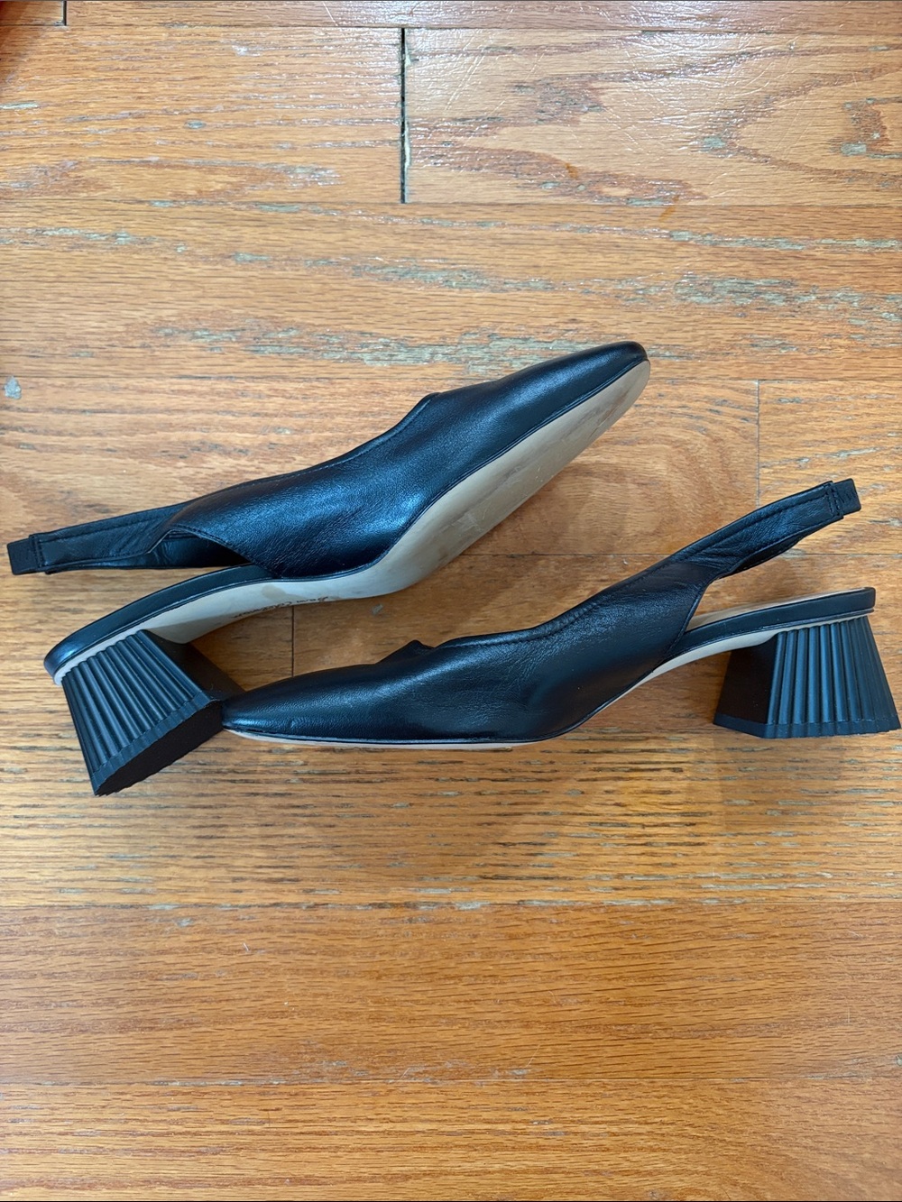 Sam Edelman Black Square-Toe Slingback Block Heels - Picture 6 of 8